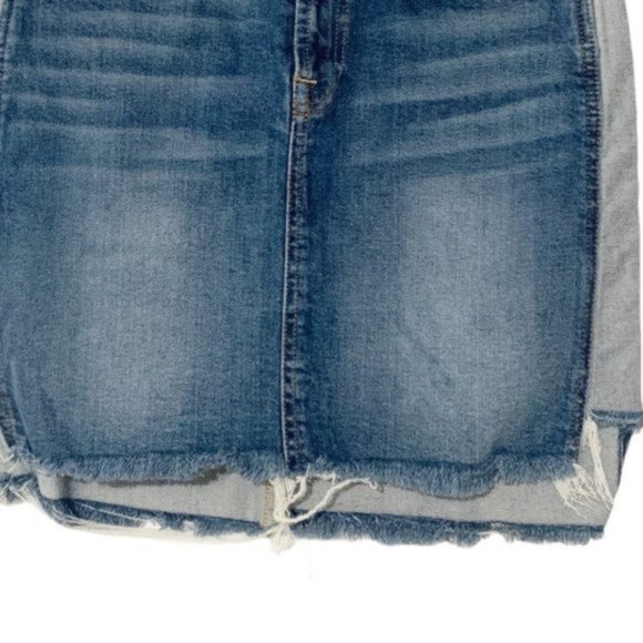 7 For All Mankind Two Tone Raw Hem Jean Skirt - Picture 3 of 8
